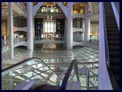 The atrium of HSBC is "hanging" above the ground and has a glass floor.